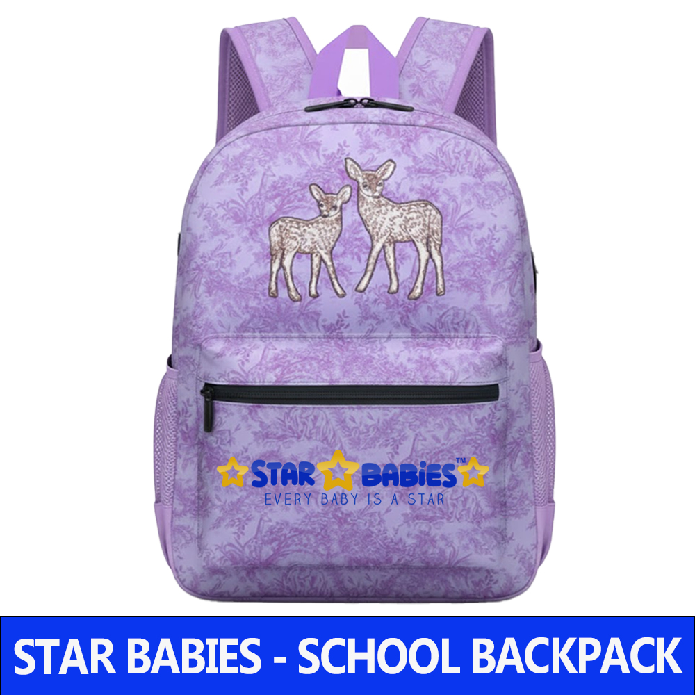 Star Babies Deer Print School Bag - Lavender