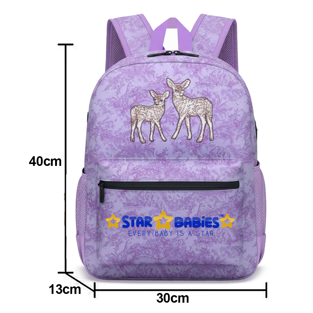 Star Babies Deer Print School Bag - Lavender