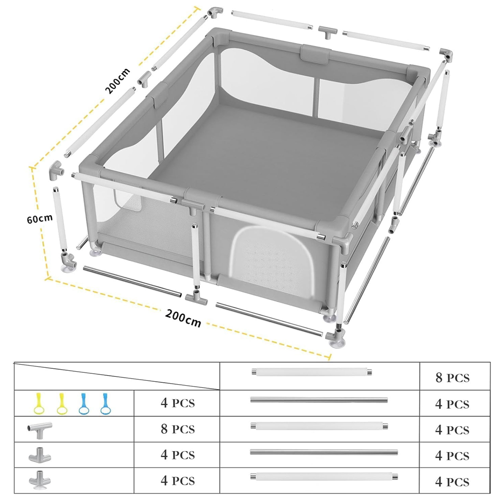 Star Babies - Baby High Chair And Playpen Set - Grey