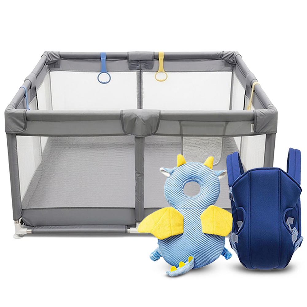 Star Babies - Baby Playpen With Head Support & Carrier Set - Multicolor - 3 Pcs