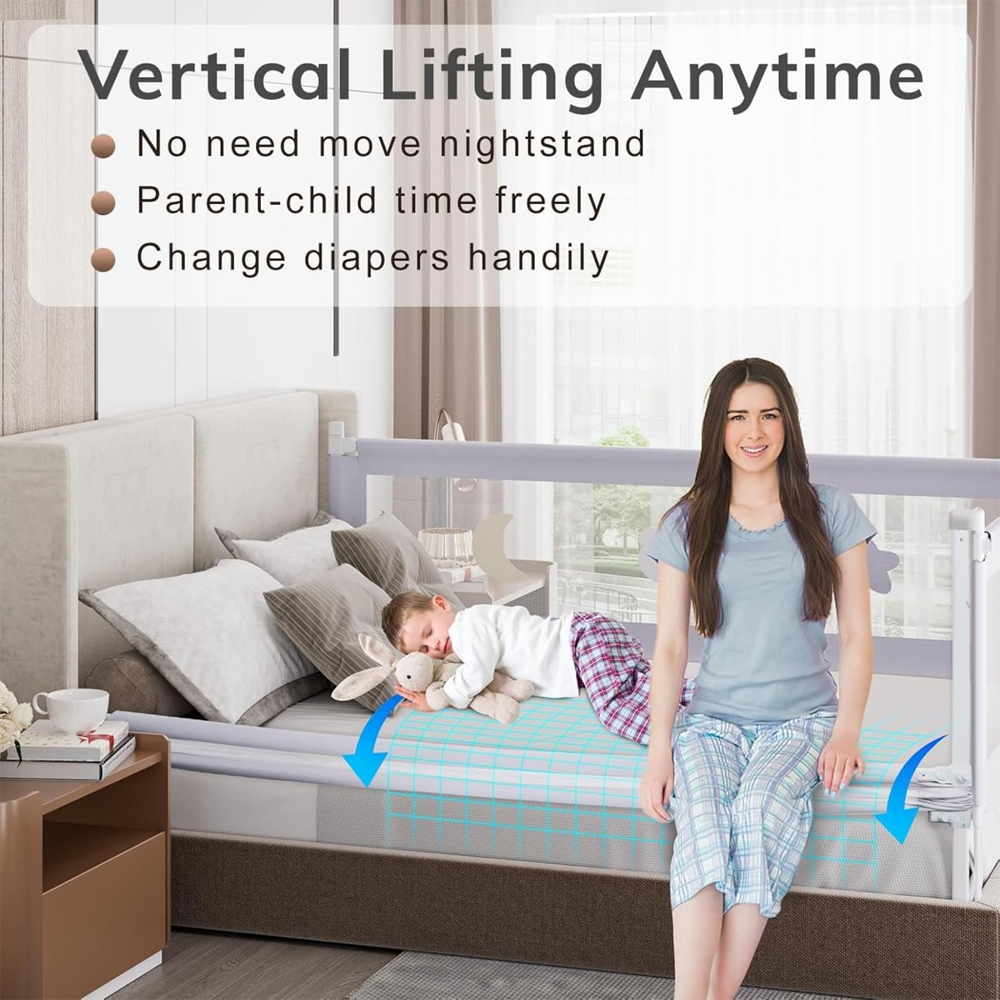 Star Babies - Single Side Bed Rail Guard & Smart Monitor Camera Set - Multicolor