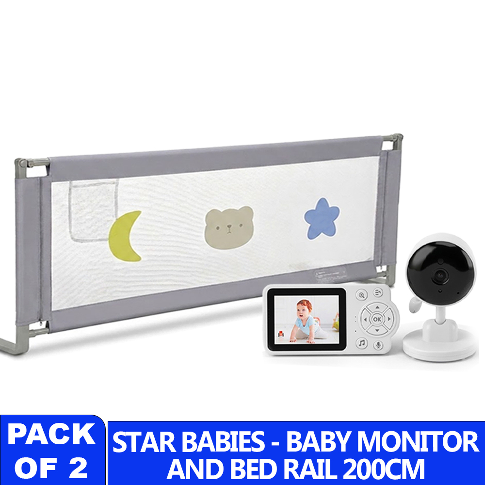 Star Babies - Single Side Bed Rail Guard & Baby Monitor Set - Multicolor