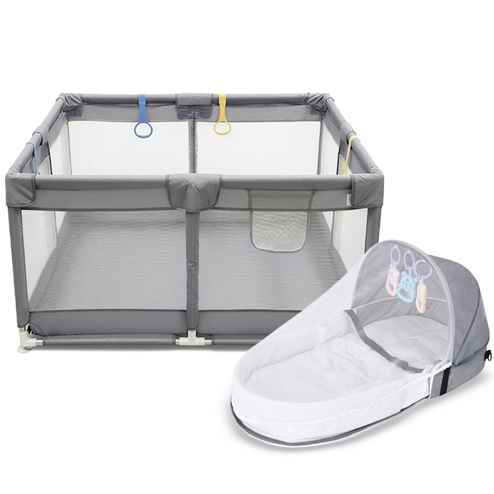 Star Babies - Baby Bed & Baby Playpen - Grey