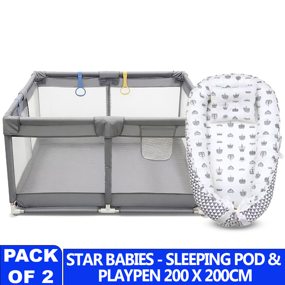 Star Babies - Baby Nest Lounger Pod & Playpen - Grey