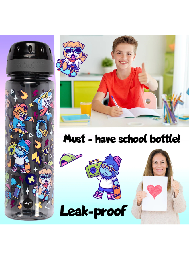 Fringoo - Straw Bottle 650ml - Cool Dude