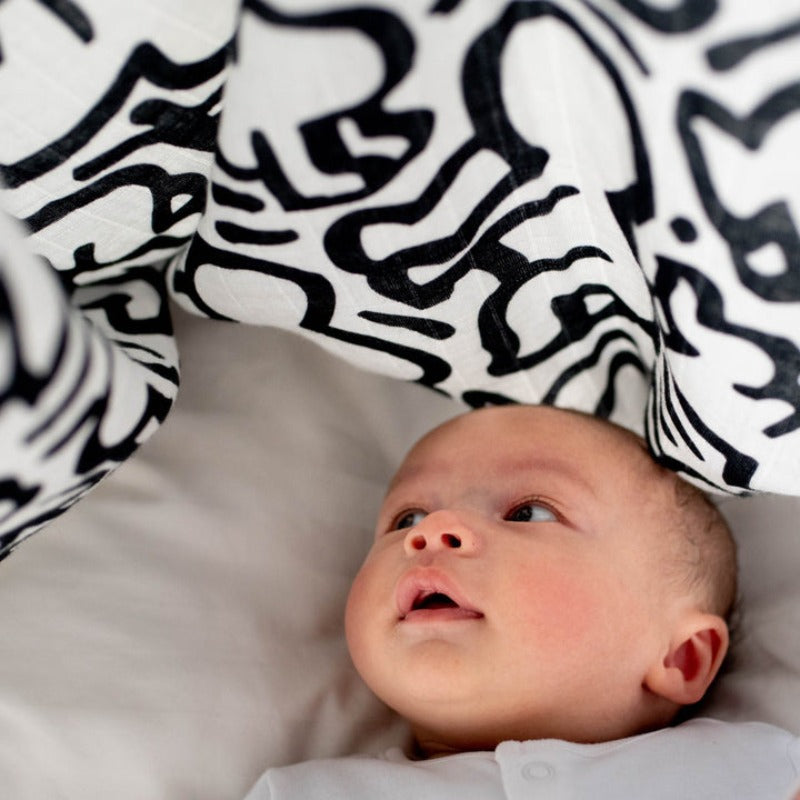 Etta Loves - Keith Haring Baby Sensory Muslin Burp Cloth - XL