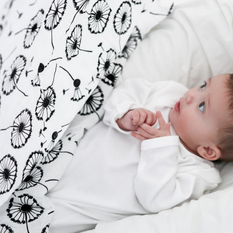 Etta Loves - Sensory Muslin Burp Cloth - Dandelion Print - XL