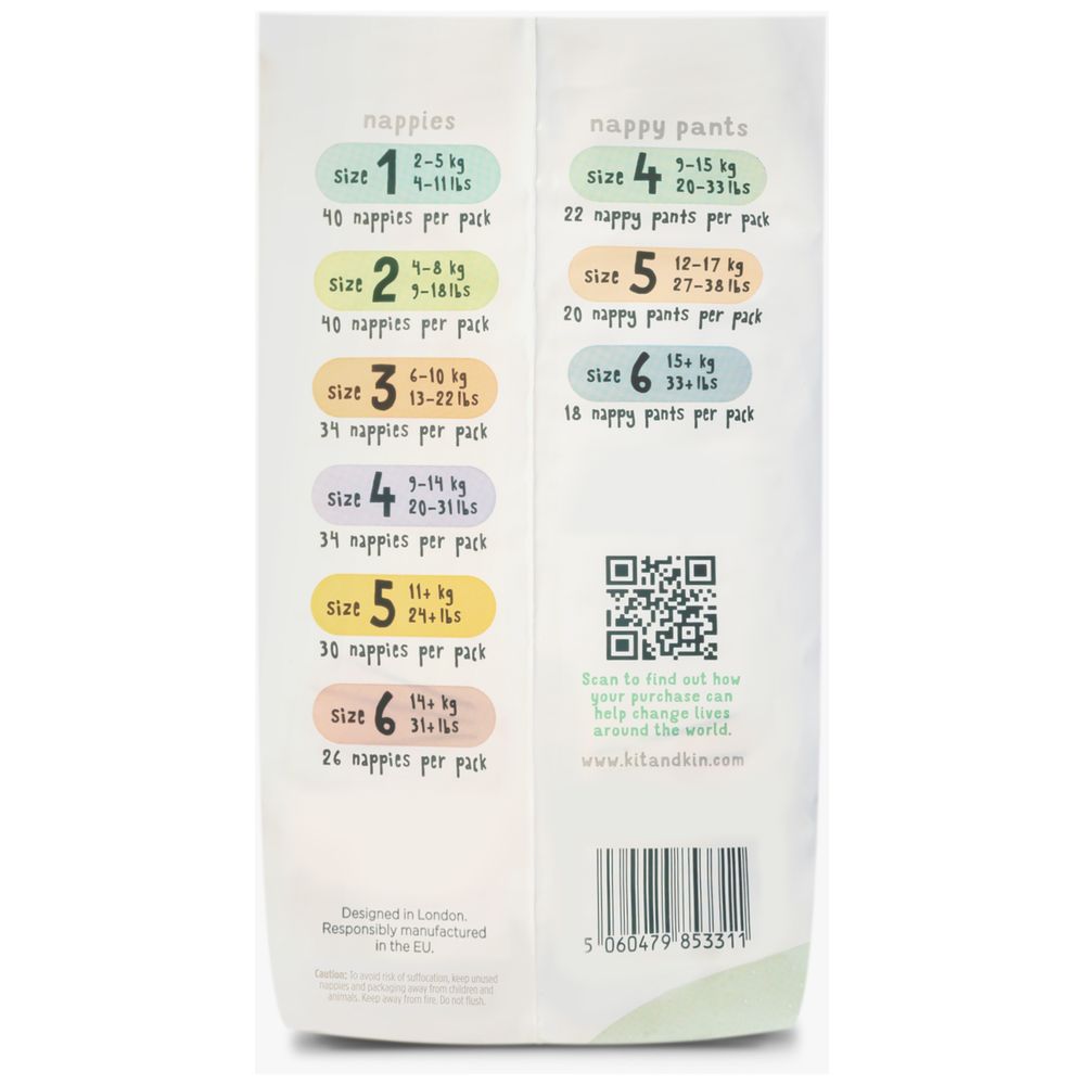 Kit & Kin - Hypoallergenic Eco Nappies - Size 4 - 9-14 kg - 10 Pcs