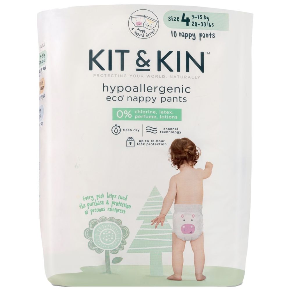 Kit & Kin - Hypoallergenic Eco Nappy Pants - Maxi - Size 4 - 9-15 kg - 10 Pcs