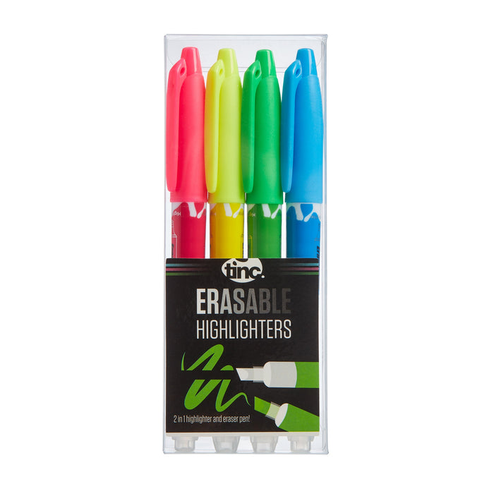 Tinc - 2-In-1 Erasable Highlighter Set - Multicolor - 4 Pcs