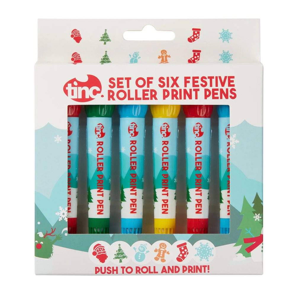 Tinc Christmas Roller Print Pens - 6 Pc Set
