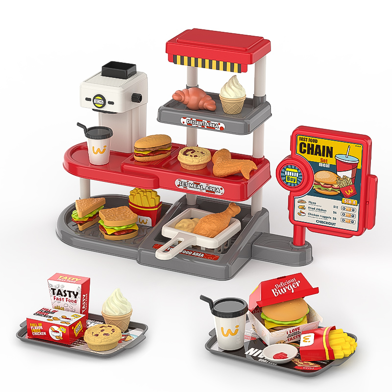 Mini Panda - Mini Fast Food Center Pretend Playset - Multicolor - 71 Pcs