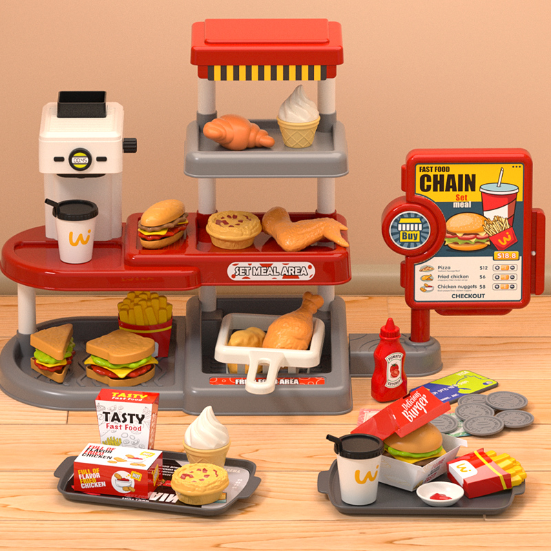 Mini Panda - Mini Fast Food Center Pretend Playset - Multicolor - 71 Pcs