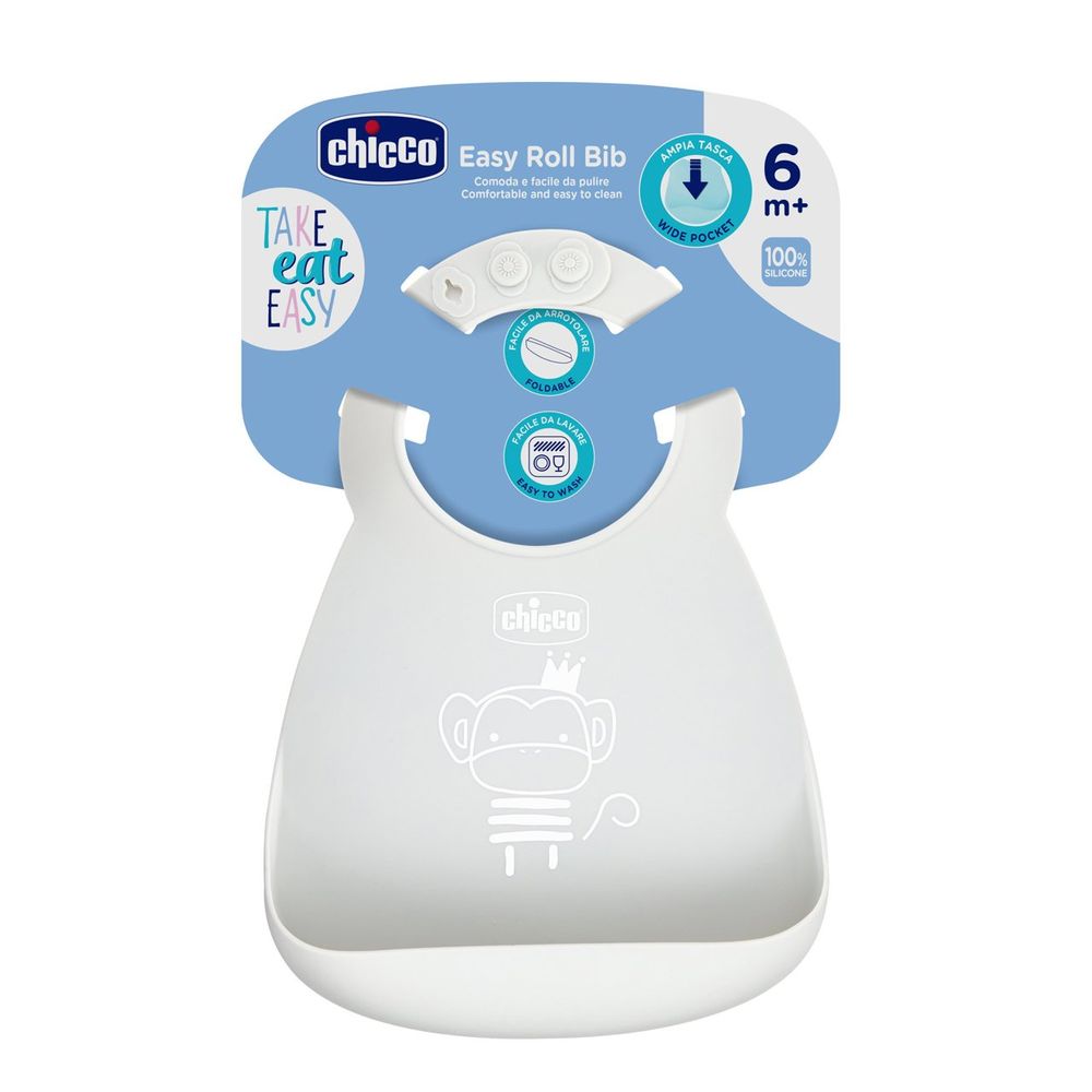 Chicco - Take Eat Easy Roll Bib - Grey