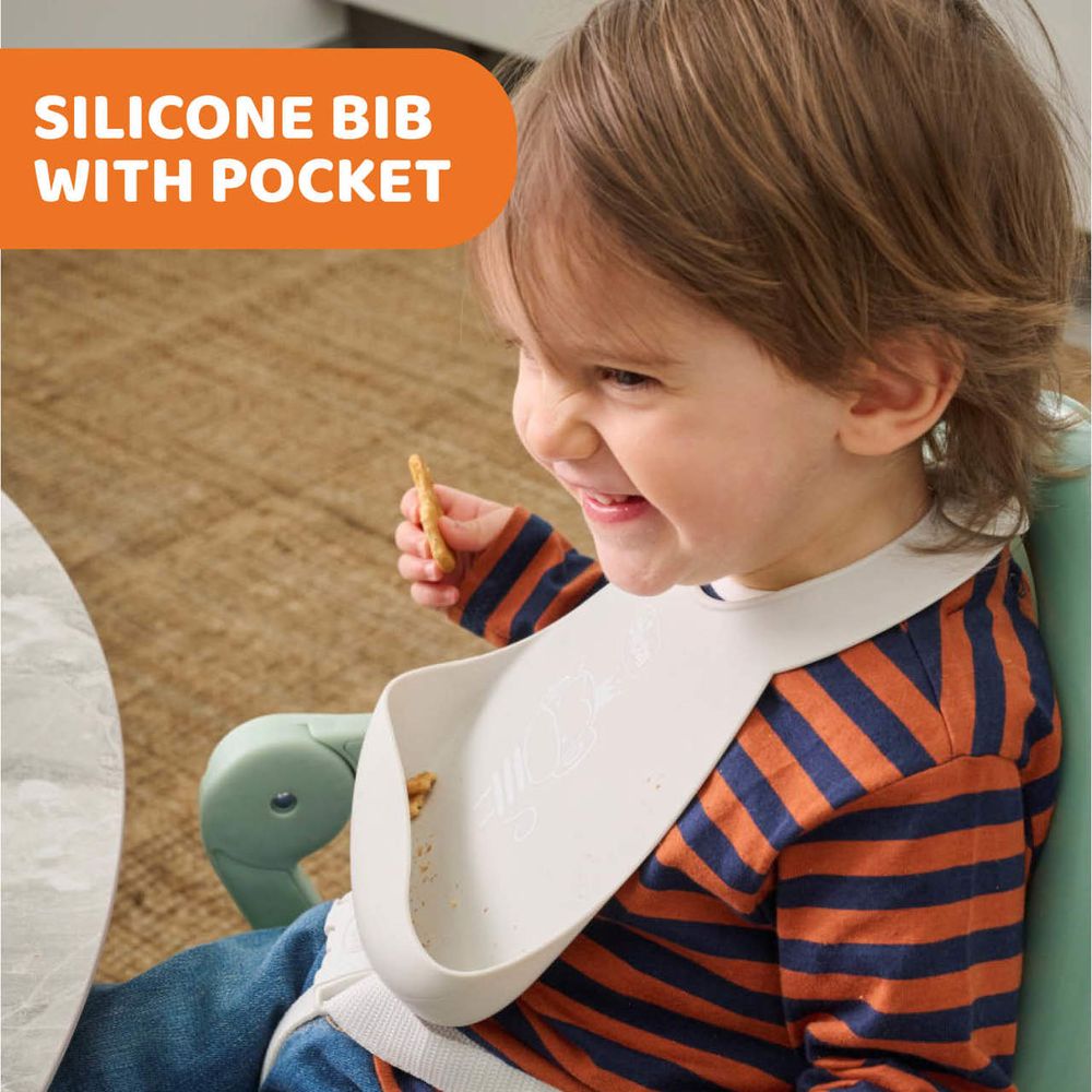 Chicco - Take Eat Easy Roll Bib - Grey
