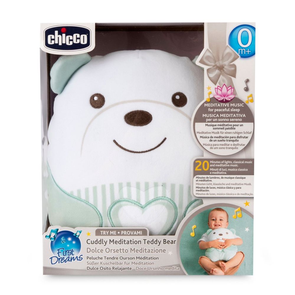 Chicco - Cuddly Meditation Teddy Bear - Light Green - 11 cm