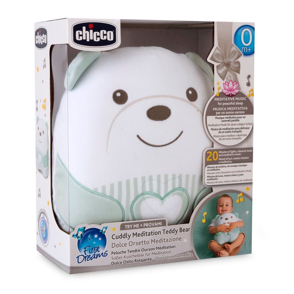 Chicco - Cuddly Meditation Teddy Bear - Light Green - 11 cm