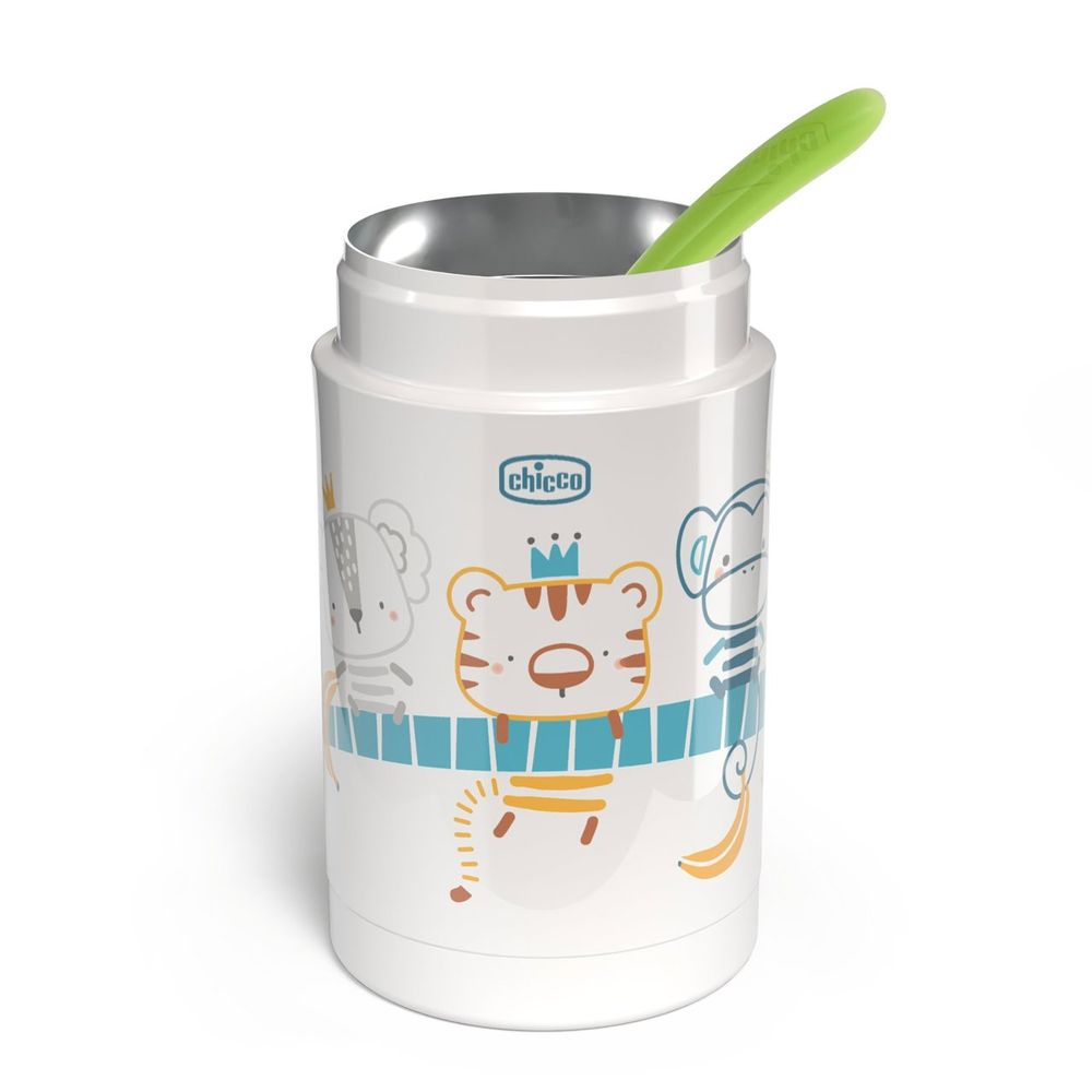 Chicco Stainless Steel Thermal Food Container - White - 500 ml