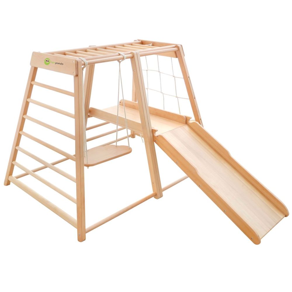 Mini Panda - Woodsy Indoor Climber & Slide Explorer - Natural