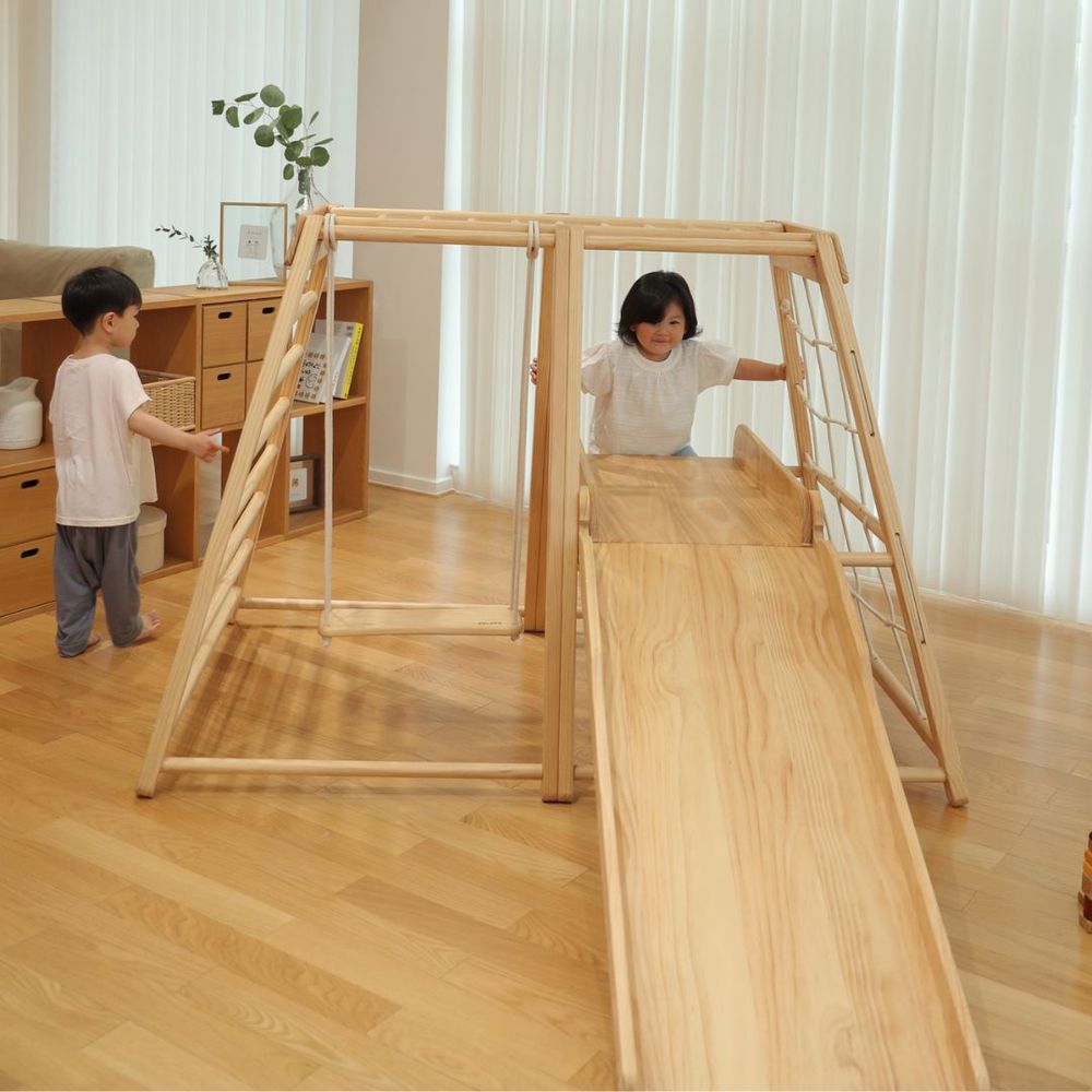 Mini Panda - Woodsy Indoor Climber & Slide Explorer - Natural