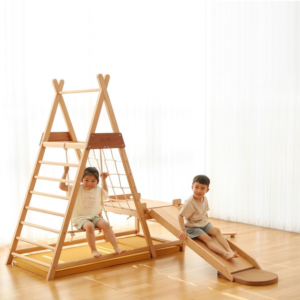 Mini Panda - Woodland Play Indoor Climber & Slide - Natural