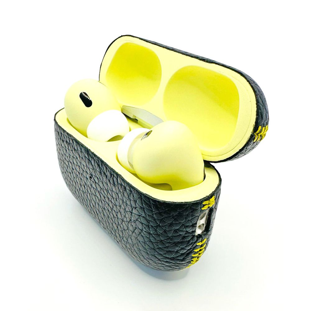 Merlin - Craft Customized Apple Airpods Pro 3 - Leather Calf Black/Yellow