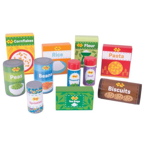 Bigjigs - Cupboard Groceries Toy Set - 11 Pcs