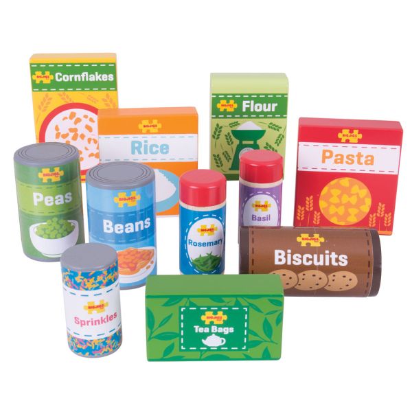 Bigjigs - Cupboard Groceries Toy Set - 11 Pcs
