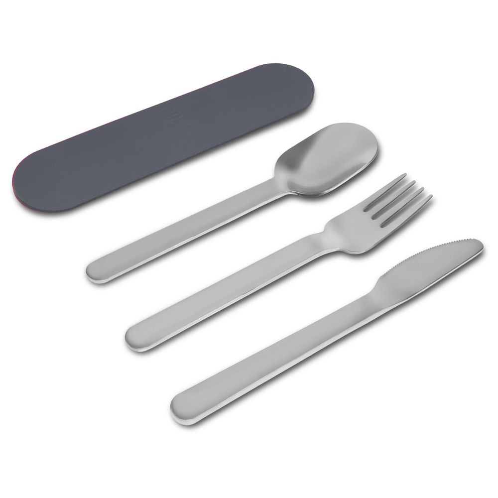 Beola - Stainless Steel Travel Cutlery Set With Silicone Case - Lava Grey