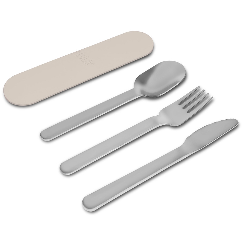Beola - Stainless Steel Cutlery Set With Silicone Case - Sand Dune - 4 Pc Set