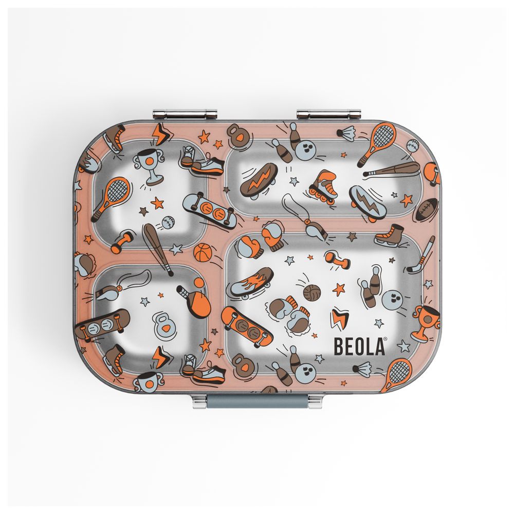 Beola - Stainless Steel 4 Compartment Bento Lunch Box - Sports Day