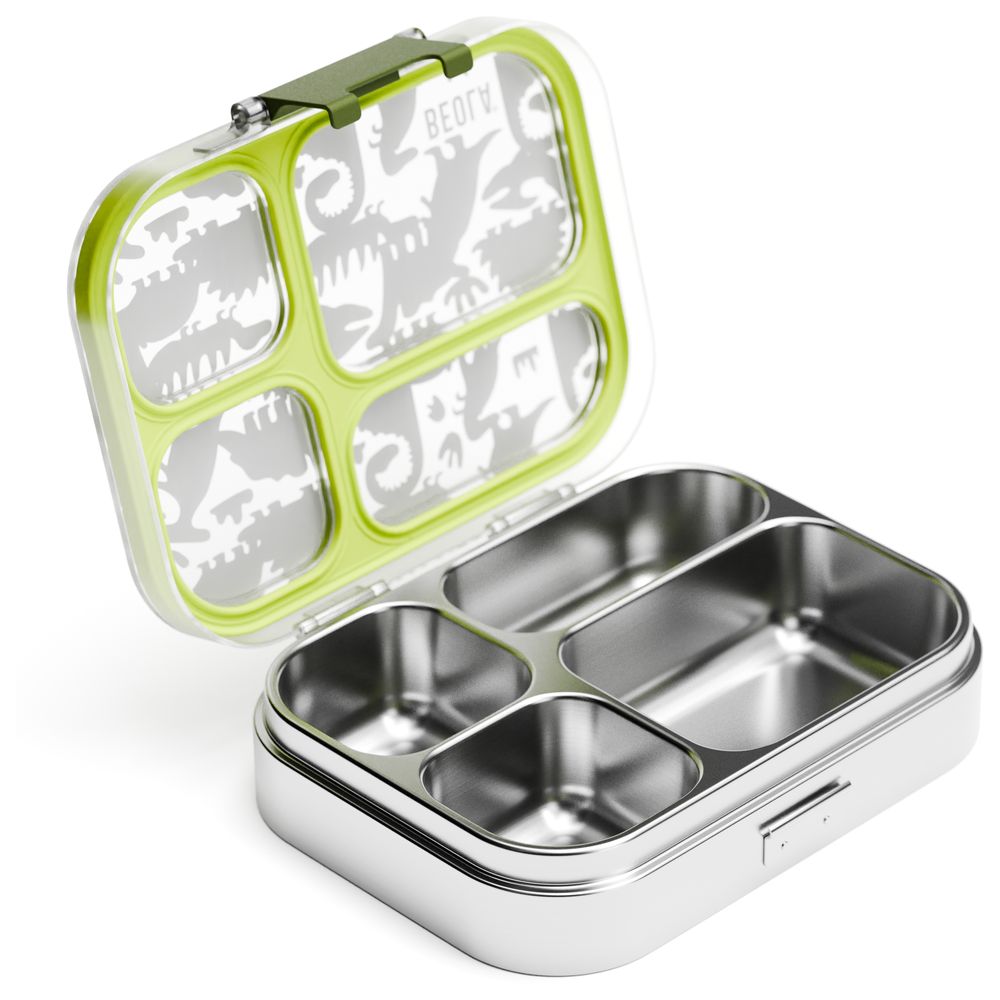 Beola - Stainless Steel 4 Compartment Bento Lunch Box - Dino Dreams
