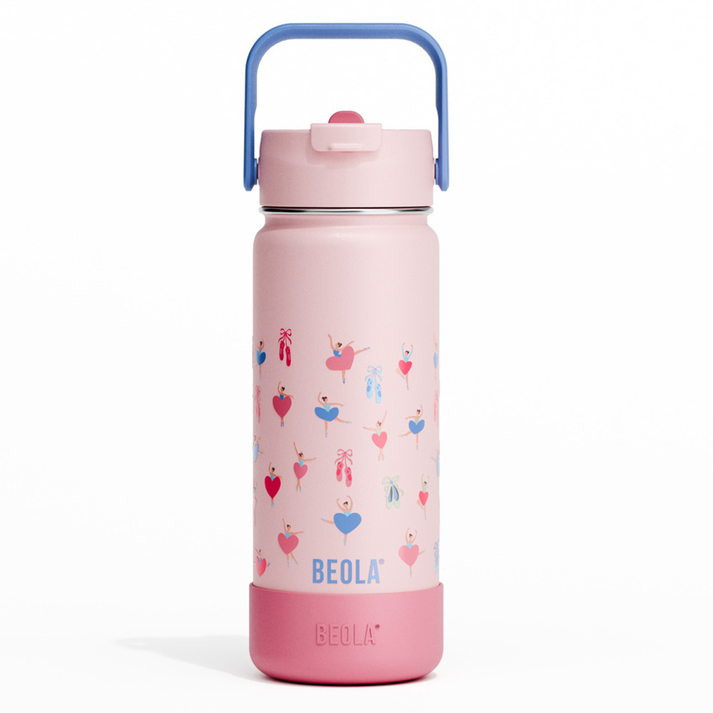 Beola - Vaccum Insulated Water Bottle With 2 Lids - Ballet Hearts - 550 ml