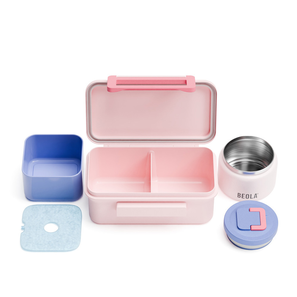 Beola - 2-Compartment Lunch Box With Food Jar And Ice Pack - Ballet Pink