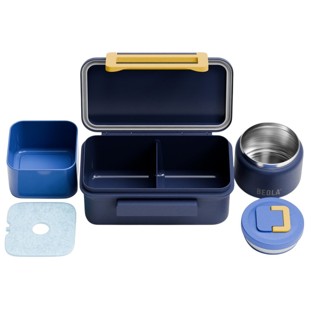 Beola - 2-Compartment Lunch Box With Food Jar And Ice Pack - Dark Blue