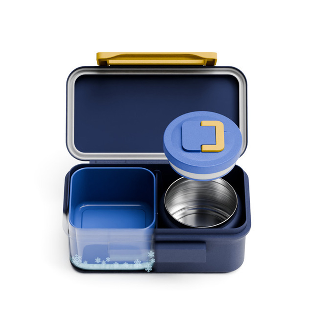 Beola - 2-Compartment Lunch Box With Food Jar And Ice Pack - Dark Blue