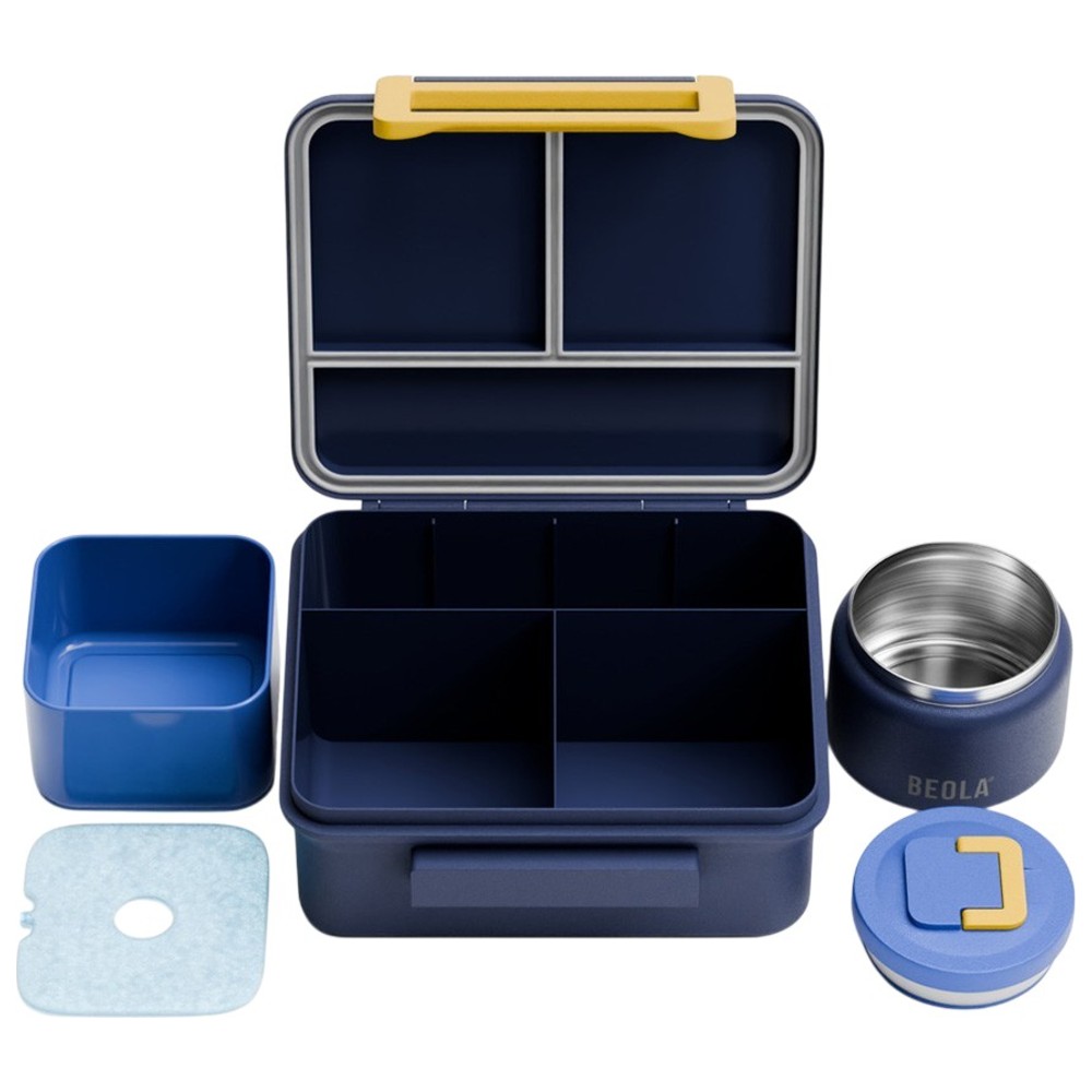 Beola - 5-Compartment Lunch Box With Food Jar And Ice Pack - Pixel Play - Large