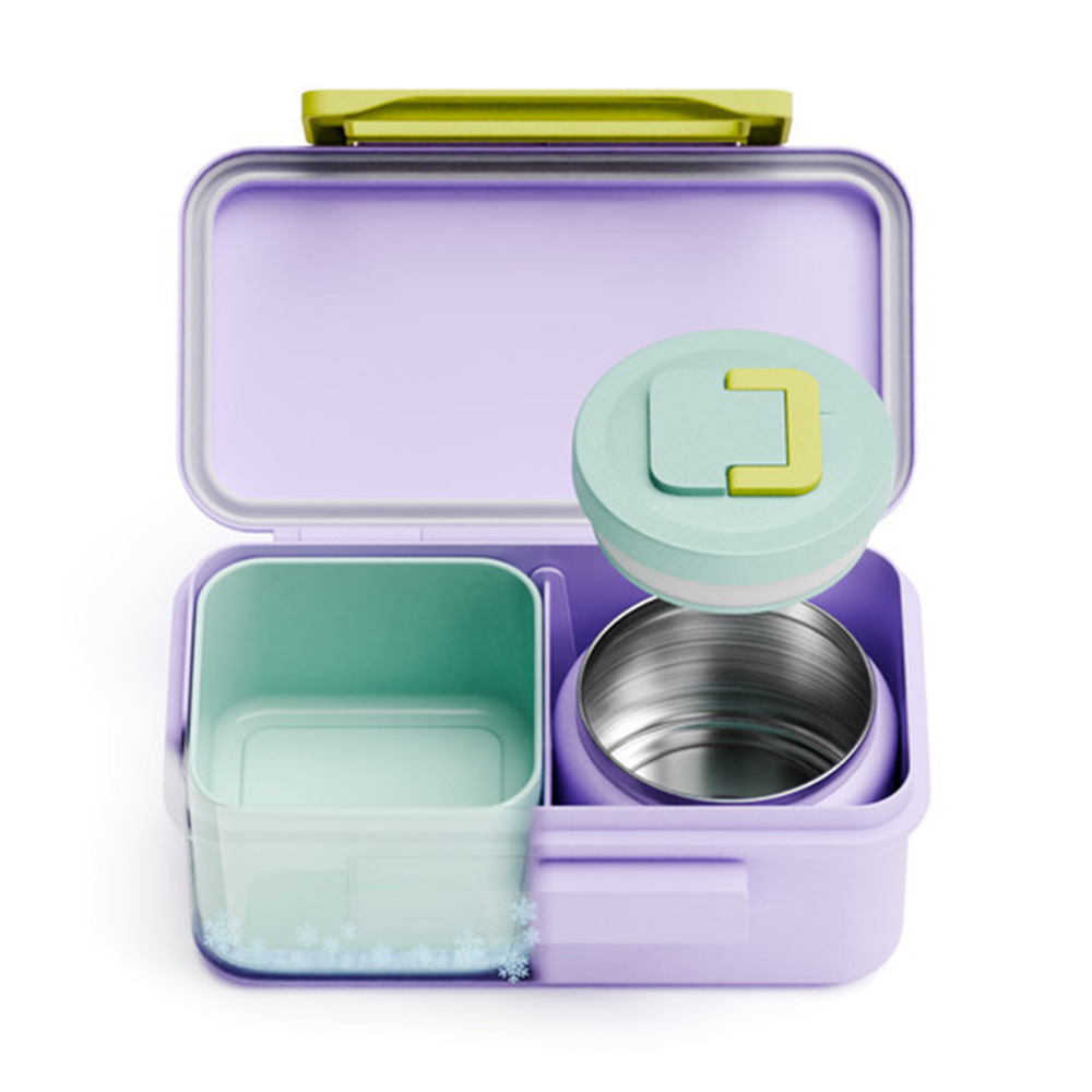 Beola - 2-Compartment Lunch Box With Food Jar And Ice Pack - Party Purple