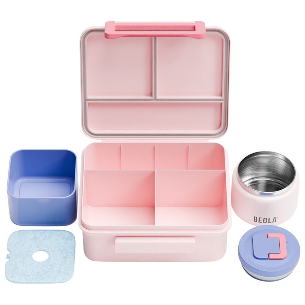 Beola - 5-Compartment Lunch Box With Food Jar And Ice Pack - Ballet Hearts - Large