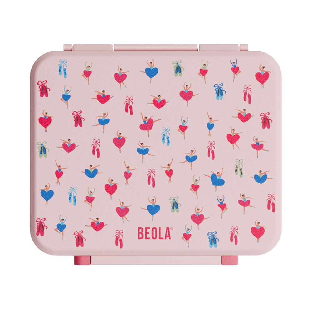 Beola - 5-Compartment Lunch Box With Food Jar And Ice Pack - Ballet Hearts - Large