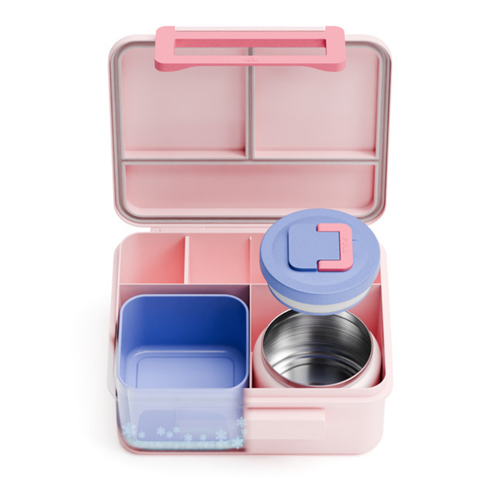 Beola - 5-Compartment Lunch Box With Food Jar And Ice Pack - Ballet Hearts - Large