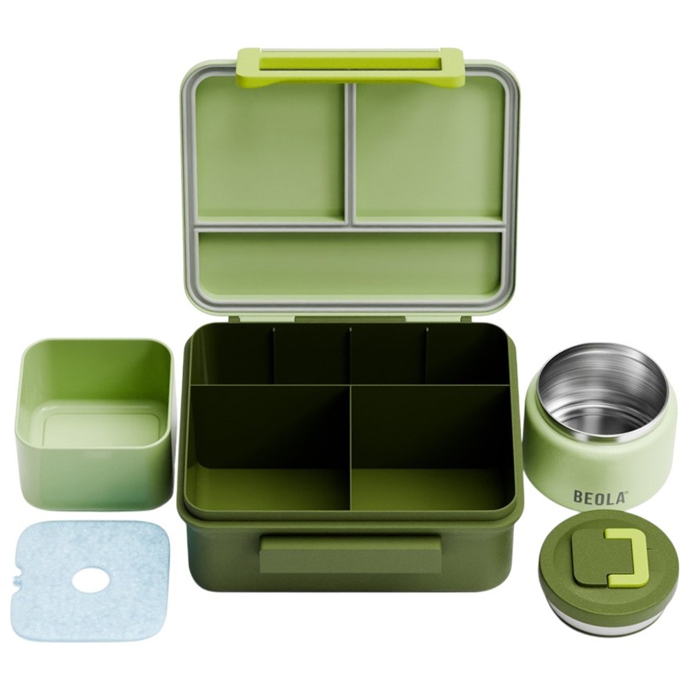 Beola - 5-Compartment Lunch Box With Food Jar And Ice Pack - Dino Dreams - Large