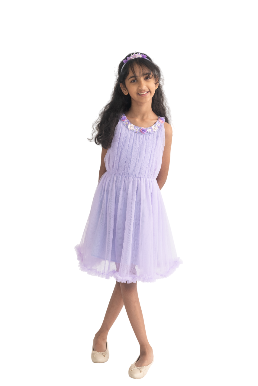 A Little Fable Girl's Loire Sleeveless Dress - Lavender