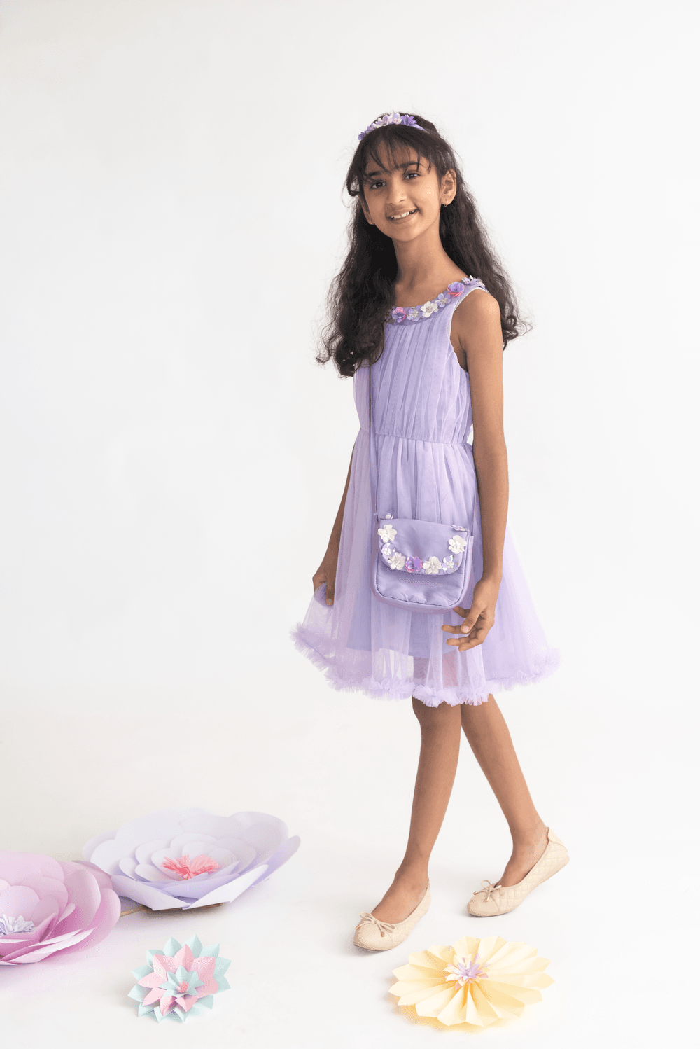 A Little Fable Girl's Loire Sleeveless Dress - Lavender
