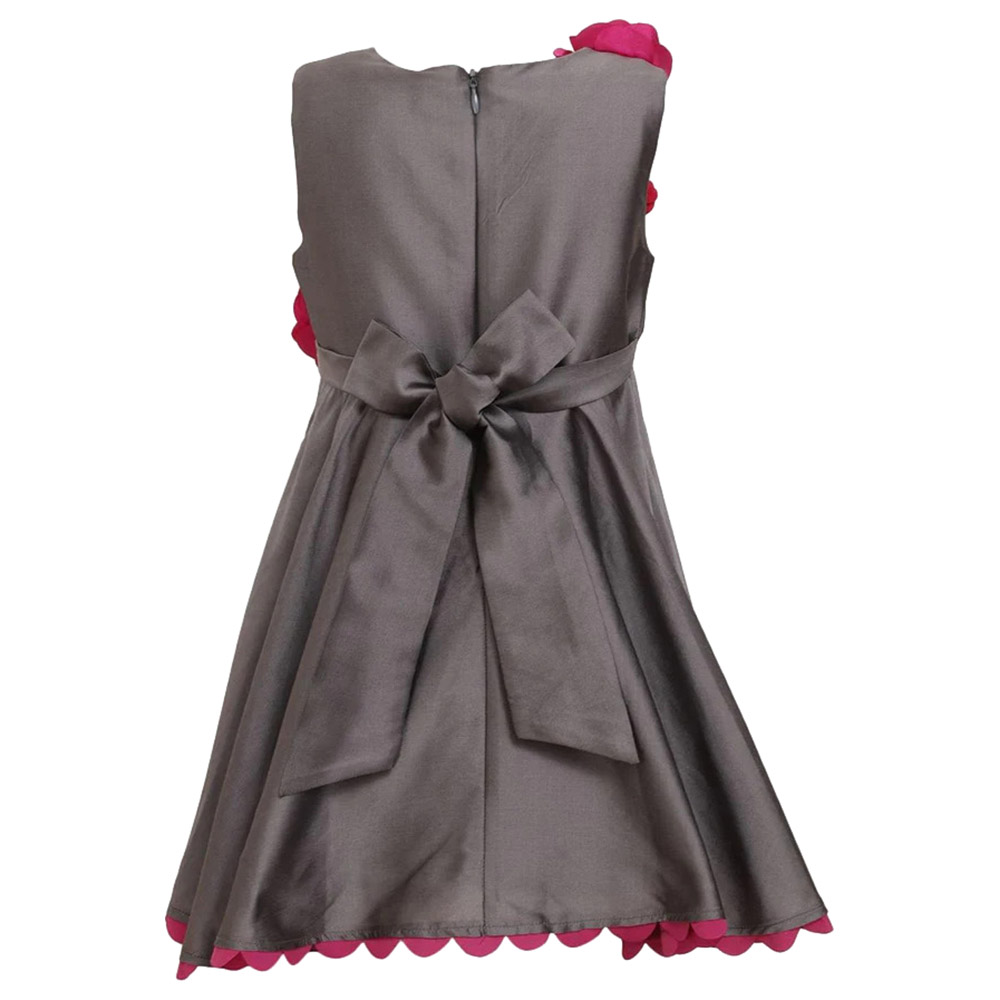 A Little Fable Scallop Hem Sleeveless Dress - Grey