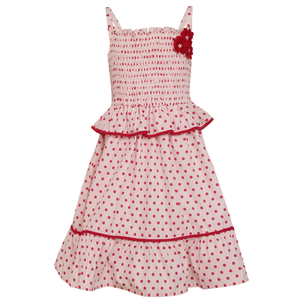 A Little Fable Polka Smock Dress - White