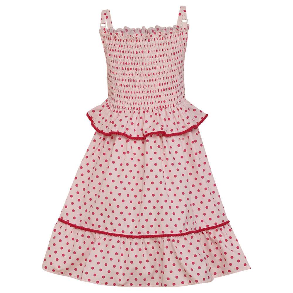 A Little Fable Polka Smock Dress - White