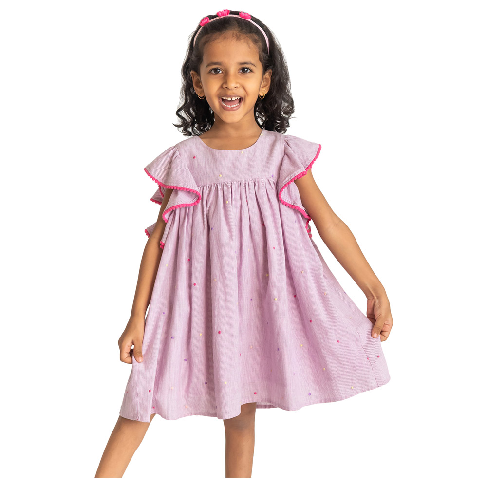 A Little Fable Dot Dress - Lilac