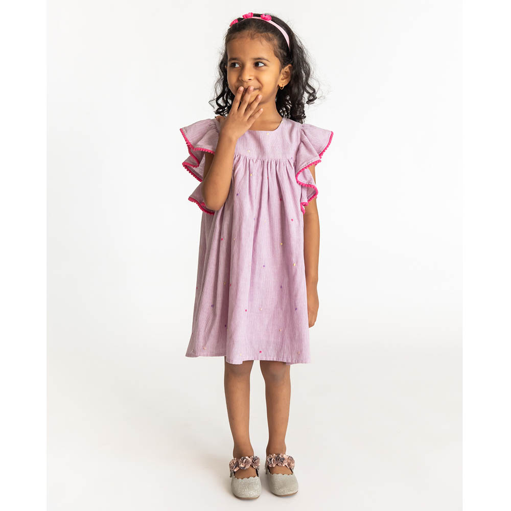 A Little Fable Dot Dress - Lilac