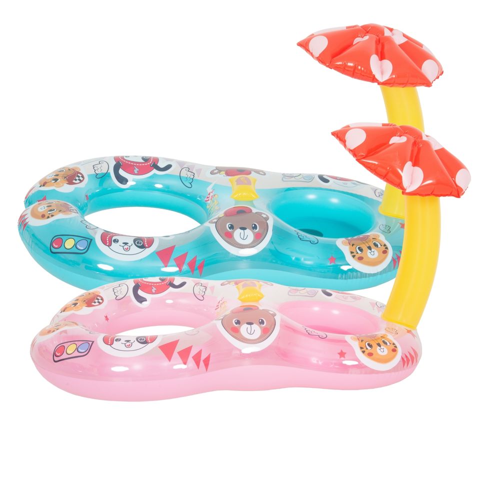Jilong - Baby Canopy Inflatable Float Swim Ring - Multicolor - Color May Vary - 1 Pc